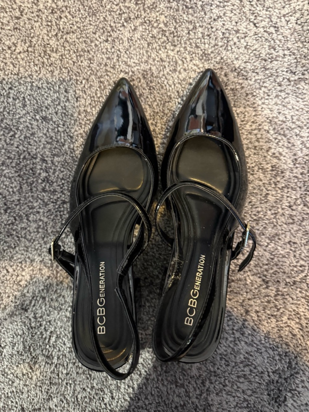 BCBG Black Patent Leather Pointed Slingback Pump - Picture 2 of 6